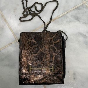 Halston Heritage Bronze Metallic Snakeskin Bag